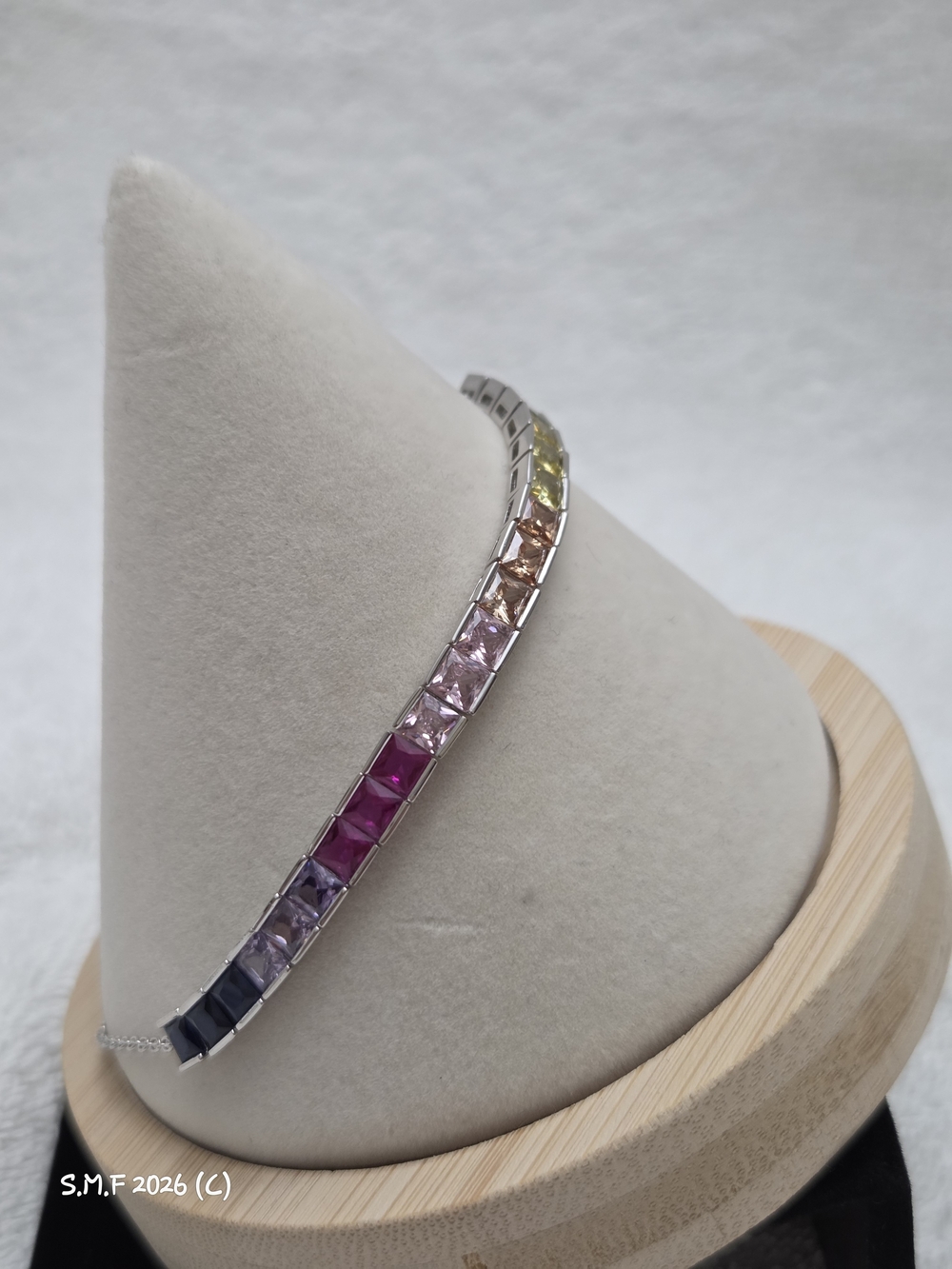 Lustro Stella Finest Multi Color CZ Bolo Bracelet in Sterling Silver